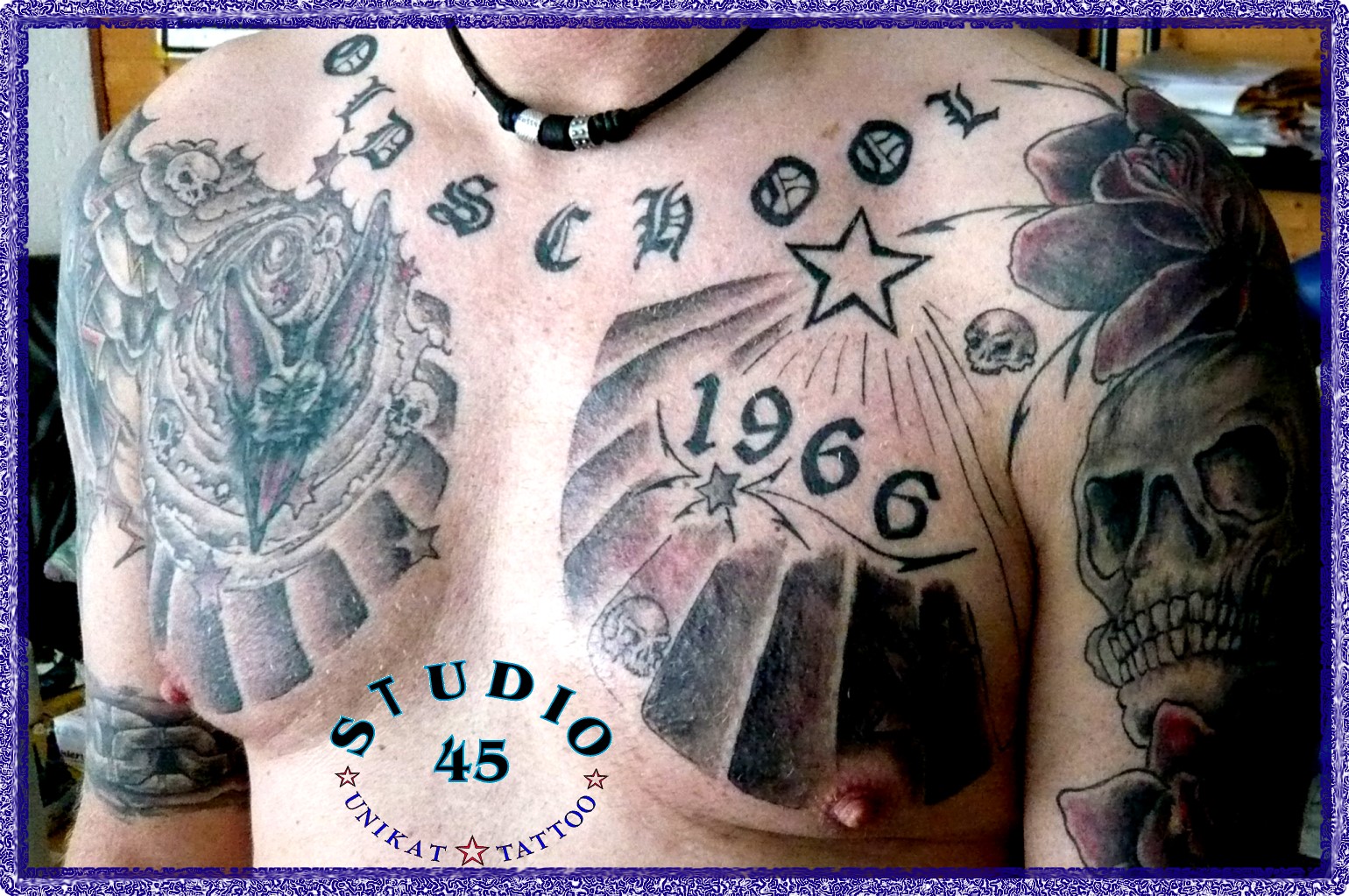 Old School Brust Schriftzug Tattoo Recklinghausen STUDIO 45